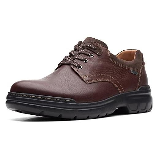 Clarks rockie2 logtx, oxford uomo, pelle di mogano, 40 eu