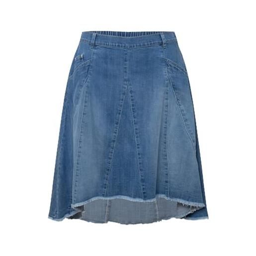 Ulla Popken gonna in jeans con godets 832238, blu, 52 donna