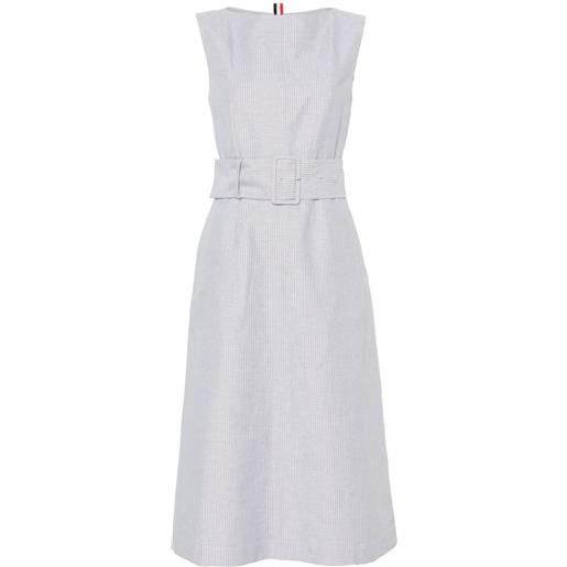 Thom Browne abito midi a righe - grigio