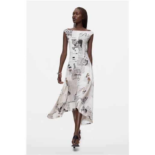 Desigual, vestito senza maniche stampato, donna, viscosa, bianco, l