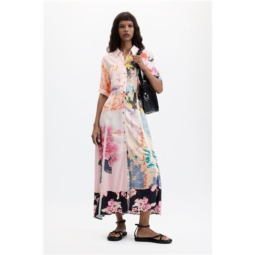 Desigual, vestito lungo stampato, donna, viscosa, rosso, l