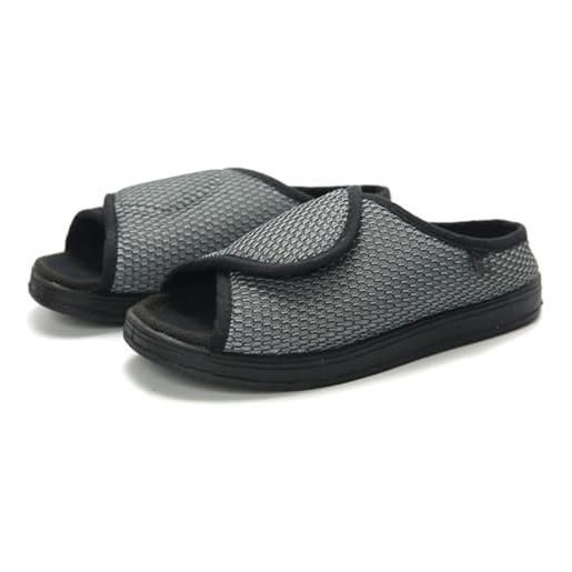 Generico scarpe ortopediche con strappo extra larghe per diabetici scarpe sanitarie per piedi gonfi gravidanza pantofola ampia lavabile (grigio, sistema taglie calzature eu, adulto, numero, larga, 45)
