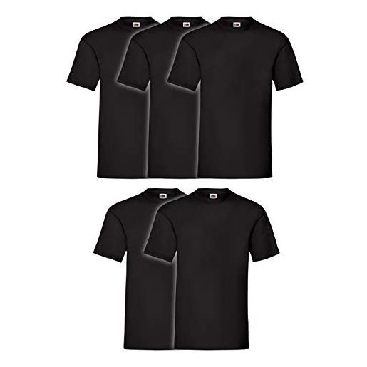 Fruit of the Loom valueweight t - confezione da 5 magliette, colore: nero profondo, taglia: s
