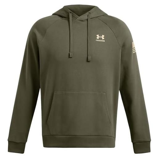 Under Armour felpa con cappuccio da uomo freedom flag, (390) verde marino od / / sabbia del deserto, medium
