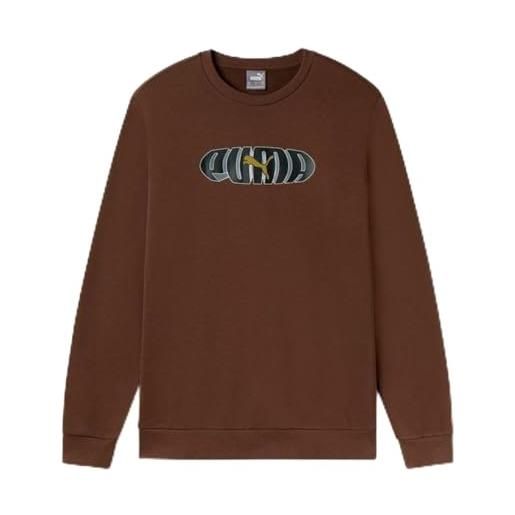 Puma essentials+ graphic crew fl uomo marrone felpa senza cappuccio - marca: puma - ean: 4067983009976 - taglia l