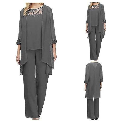 Huoghebg completo da donna 3 pezzi chiffon slim fit business blazer d'affari elegante ufficio cappotto giacca e pantaloni e crop top set giacca da donna a maniche lunghe elegante abbigliamento