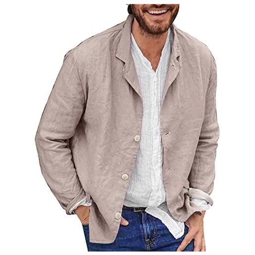 ZYPAINIY giacche da uomo casual estive capispalla in cotone e lino dal taglio ampio cappotti sportivi primaverili a tinta unita giubbotto leggero uomo