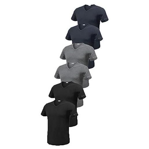 Sergio Tacchini, set da 6 tshirt in cotone pettinato modello collo a v. Assortito 3
