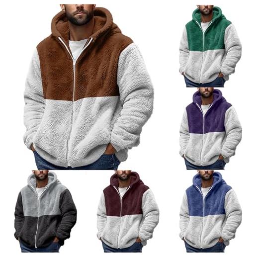 VPQILH felpa in pile uomo con cappuccio vendita, invernale pesante caldo pullover in morbido pile cappotto zip intera cardigan cappotto manica lunga vintage sportivi sweatshirt felpe fleece pullover hoodie