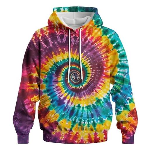 VVCPVDXCI felpa con cappuccio con stampa arcobaleno colorato tie dye felpa con grafica di strada pullover per uomo donna, f, s