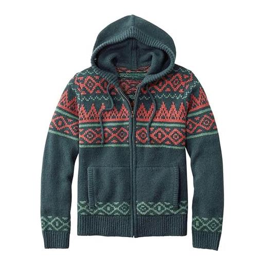 Generisch cardigan da uomo con cappuccio, vestibilità larga, cardigan irlandese, design celtico, maglione in lana lavorata a maglia, blu, m