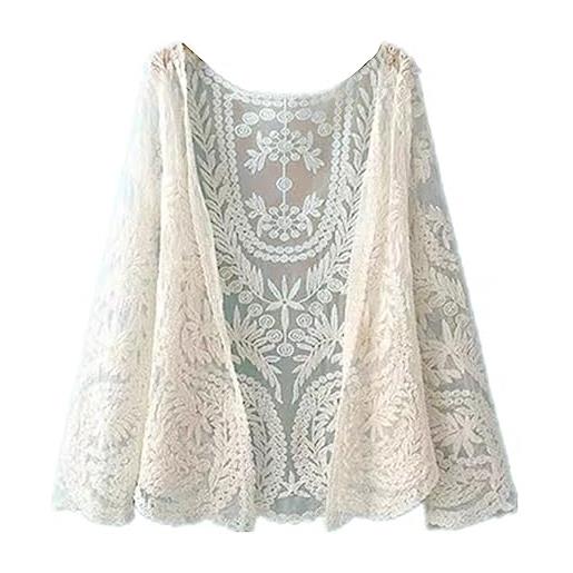 LoudSung coprispalle estivo velato top aperto davanti cardigan spiaggia sottile morbido scialli cavi per donne ragazze, albicocca, 54