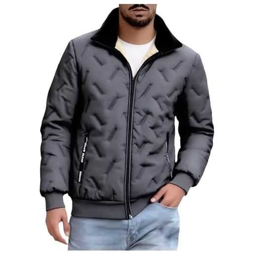 Generisch giacca trapuntata da uomo invernale: piumino foderato in pile, giacca invernale calda in flanella, giacca termica oversize, leggera, comoda, giacca per le mezze stagioni, classica e casual