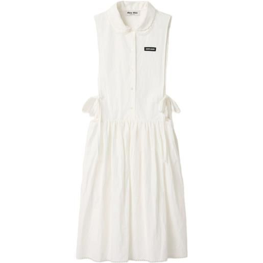 Miu Miu abito in popeline fiammato - bianco