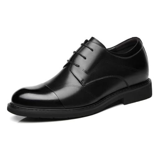 VIBLiSS scarpe per aumentare l'altezza per gli uomini, scarpe eleganti formali antiscivolo elevator business oxfords che aumentano l'altezza, 8cm black, 41 eu