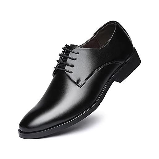 HOOENG scarpe vestito oxford for gli uomini allacciano scarpe derby tondo tondo pu cuoio non slittamento non slip top top anti-slip tallone con tallone (color: black, size: 37 eu)