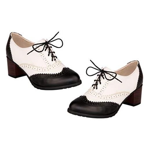 Holibanna scarpe donna tacco spesso in materiale resistente e morbido design classico allacciatura adatte occasioni formali e casual come lavoro feste e shopping