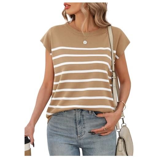 Niwicee t shirt donna estiva tshirt manica corta top a righe canotte girocollo elegant casual camicette top comfort estate tees donna t shirts (nero, m)