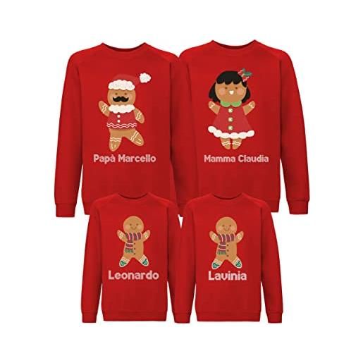 bubbleshirt felpe famiglia natale coordinate natalizie personalizzabili pan di zenzero felpe girocollo personalizzate con nome