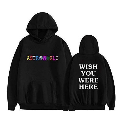 MAGREAT felpa con cappuccio da uomo, in misto pesante, traspirante, a maniche lunghe, unisex, con scritta wish you were here multicolore m