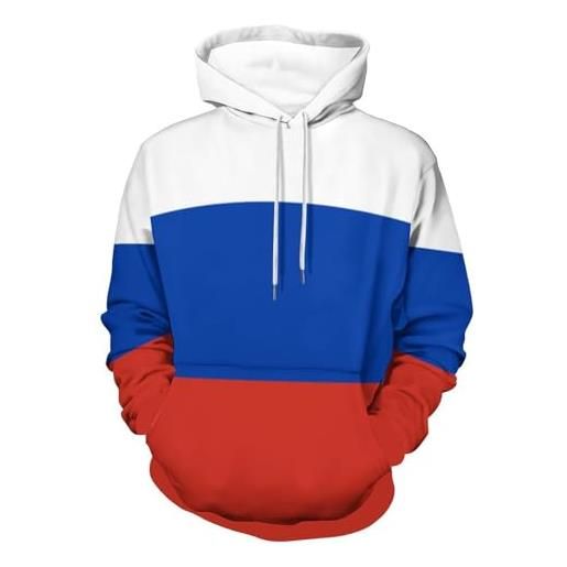CZZYH felpa con cappuccio classica da uomo e donna, comoda felpa con cappuccio con coulisse, felpa con cappuccio con bandiera russa, bandiera russa, xxl