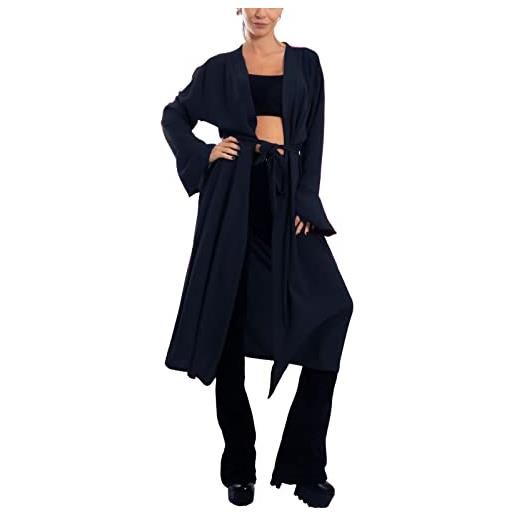 Toocool spolverino donna lungo elegante leggero maniche lunghe vb-5135 [taglia unica, blu scuro]