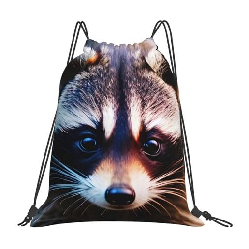 Generic borsa con coulissesacca sportiva per vita quotidiana donna yoga 36x42cm moda regolabile borsa palestra little raccoon face