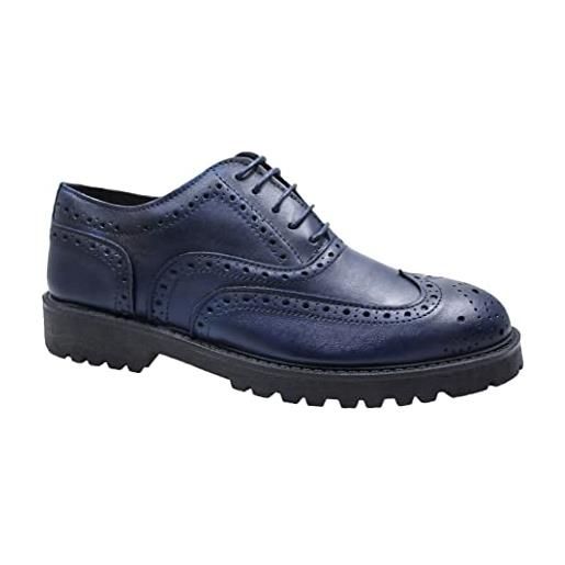 Evoga scarpe francesine uomo artigianali blu scuro eleganti casual (blu, sistema taglie calzature eu, adulto, numero, media, 44)