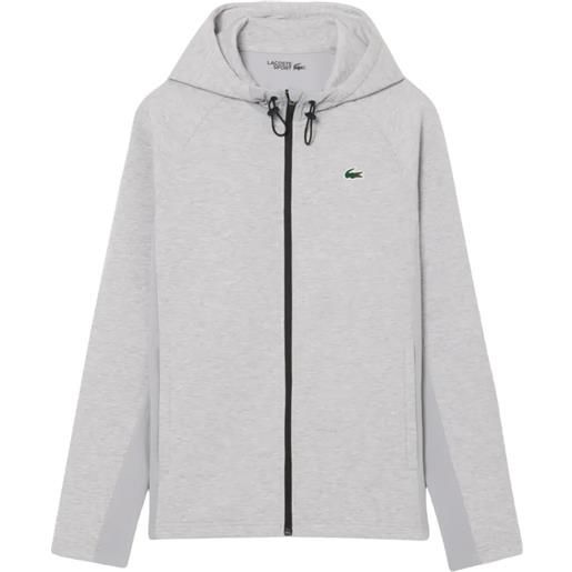 Felpa lacoste con cappuccio sportiva traspirante grigio chiaro: xl