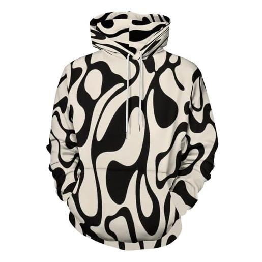 SMBHIAON unisex 3d stampato digitale stile artistico astratto felpa con cappuccio design a linee nere adulto hoodie per uomo donna pullover