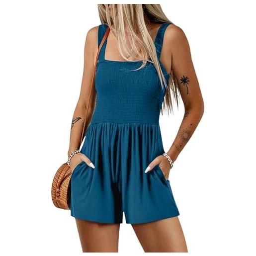 amropi monopezzi e tutine da donna increspata strap canotta senza maniche estiva corto tuta marrone scuro, s