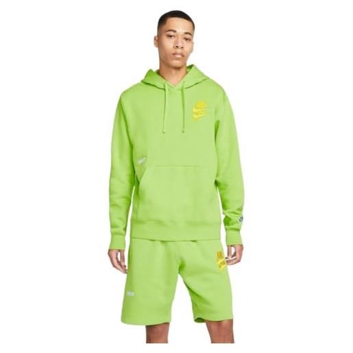 NIKE felpa cappuccio hoodie cotone felpato uomo sport essentials verde uomo (it, testo, s, regular, regular)