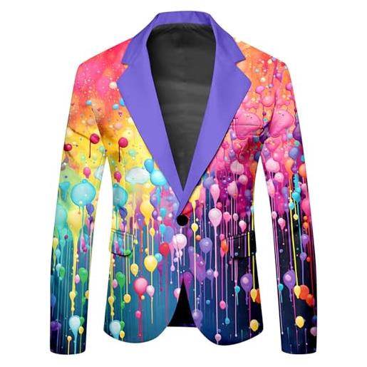 Mymyguoe giacca colorata da uomo, giacca da notte, per carnevale, outerwear smokings, giacca da uomo, feste, blazer, matrimonio, club, spettacolo, abbigliamento da uomo, stile arcobaleno, stampa