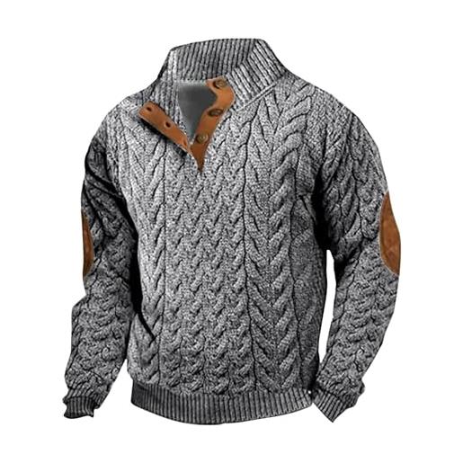 Generic felpa da uomo casual alla moda allentata e alla moda stampata con bottoni a maniche lunghe felpa con cappuccio per uomo grande e alto, grigio, 3xl