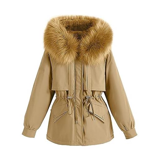 HAOLEI piumino lungo da donna cappotto parka con imbottitura bolle d'aria con collo in pelliccia piumino donna leggero 100 grammi giacca donna elegante corto piumino invernale giubbotto taglie forti