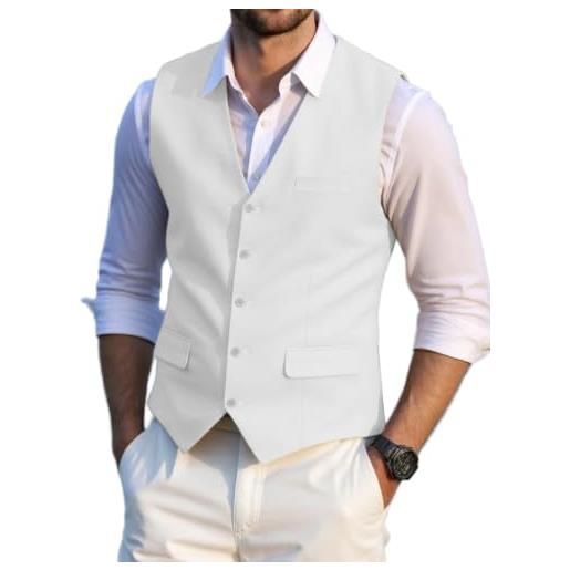 Solovedress gilet estivo da uomo, vestibilità normale, classico, per matrimoni e feste