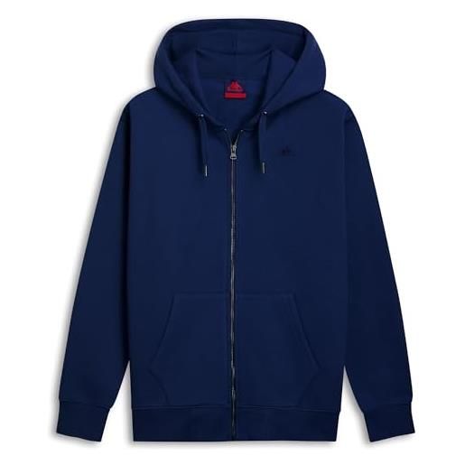 Kappa - felpa con cappuccio e zip, uomo, blu, cotone, lifestyle. Caspian brushed, taglia: l