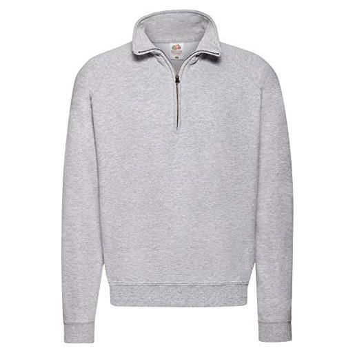 Fruit of the loom - felpa classica con colletto e cerniera lampo, grigio, xxl