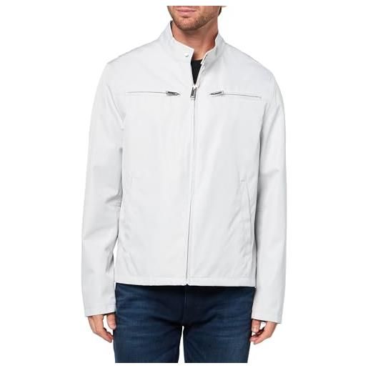 KARL LAGERFELD giacca da uomo con zip frontale e colletto alla coreana, grigio chiaro, small