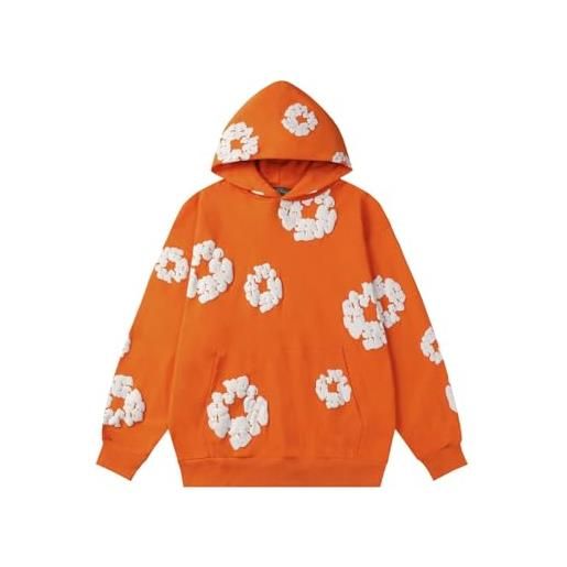FDTURES 2024 deni stampa coppia alla moda autunno e inverno schiuma stampa di alta qualità in puro cotone looped felpa con cappuccio per lo sport-color14||l