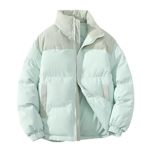 HEONSATI piumini da donna corte invernale leggeri cappotti colletto in piedi trapuntato imbottito cappotto cerniera a maniche lunghe curvy parka corto invernali elegante capispalla donna trapuntata