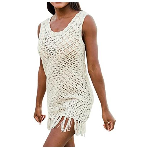 L-Peach donna crochet tunica abito da spiaggia parei copricostume bikini cover up beachwear