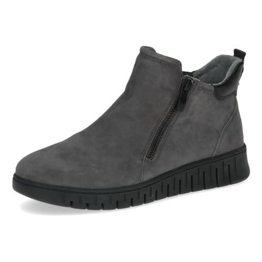 CAPRICE comfort stivaletti da donna in pelle larghezza h, grigio (dk grey comb), 40 eu