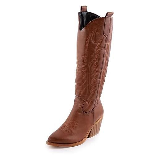 Toocool stivali donna texani cowboy western camperos scarpe boots y03 [37, nero]