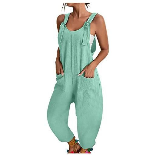 Fulidngzg tuta intera donna elegante, comode gamba larga tutina casual morbida curvy jumpsuit con tasche senza maniche salopette monospalla taglie forti tuta inter sportiva lunga