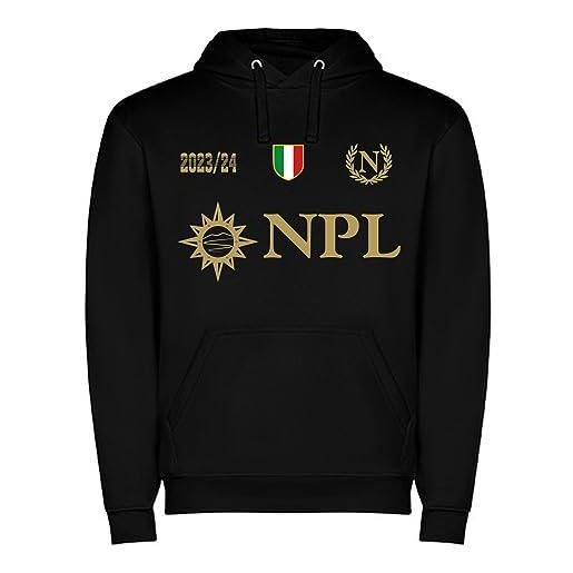 love print felpa napoli 2023/24 idea regalo festa del papà - unisex cotone felpato colore nera (xl)
