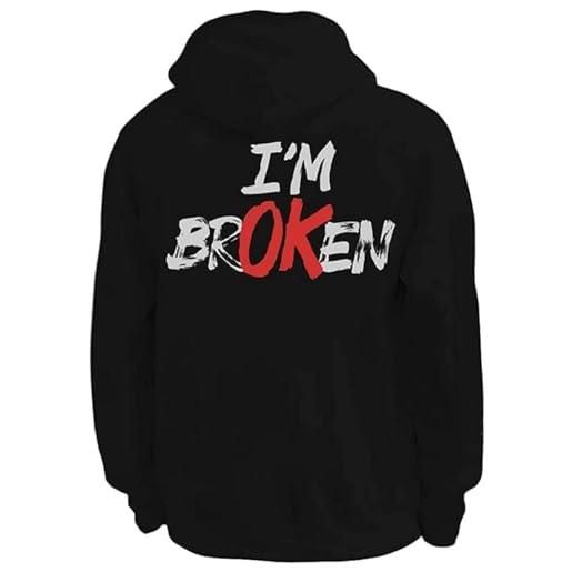 iNexTech funny im broken hoodie im ok felpa con cappuccio nero pullover per uomo, s1. , l
