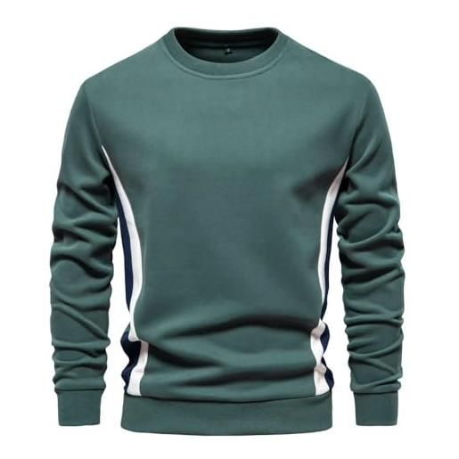Generic syjym felpa girocollo da uomo in misto cotone, alla moda, casual, sportiva, girocollo, felpa da uomo, hd136-verde erba, s