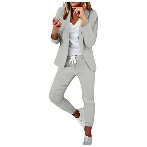 HEONSATI completi donna eleganti cerimonia completo da lavoro casual eleganti complete ufficio aperto davanti colletto oversize tuta da cerimonia giacca e pantaloni tailleur due pezzi business per sera party