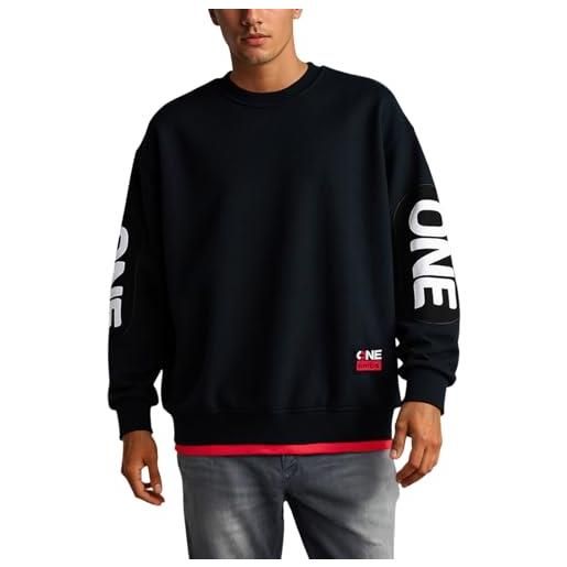 Generisch felpe uomo primavera e autunno casual style manica lunga blocco colorato girocollo felpa con scollo a v uomo, nero , 6xl